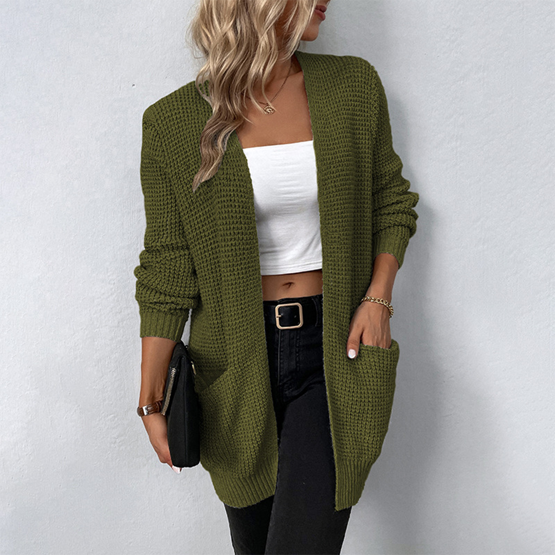 Stickad damjacka med fickor – Maelis