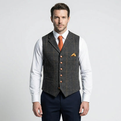 Kariertes Herrengilet Mit V-Ausschnitt - Sergio