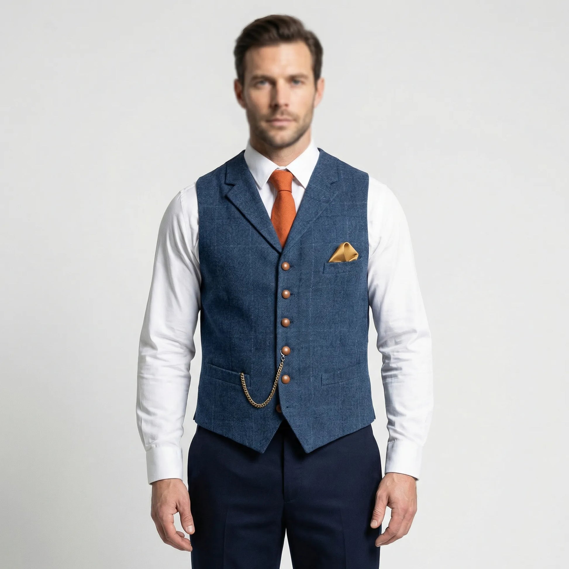 Kariertes Herrengilet Mit V-Ausschnitt - Sergio