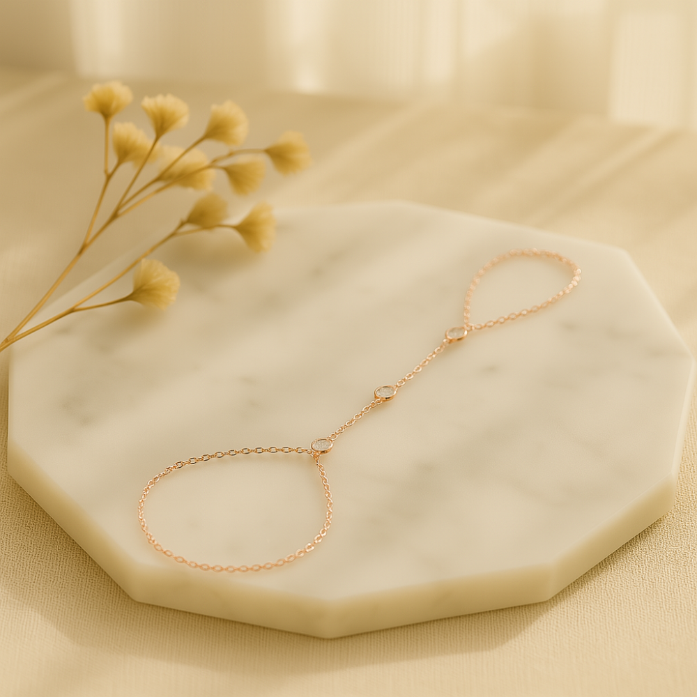 Kedjesmycke | Fingerring Palm Crystal Armband