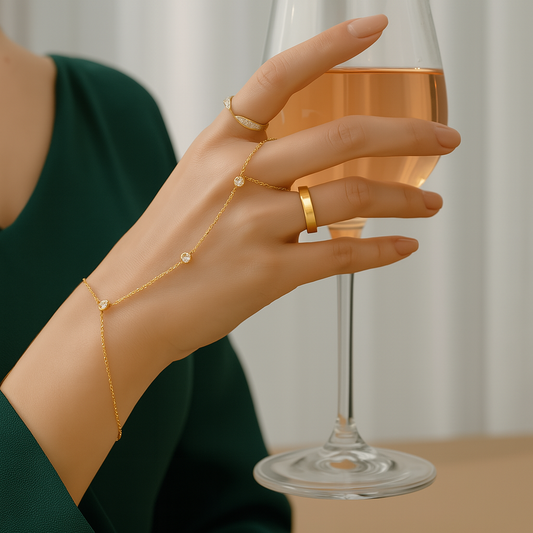 Kedjesmycke | Fingerring Palm Crystal Armband