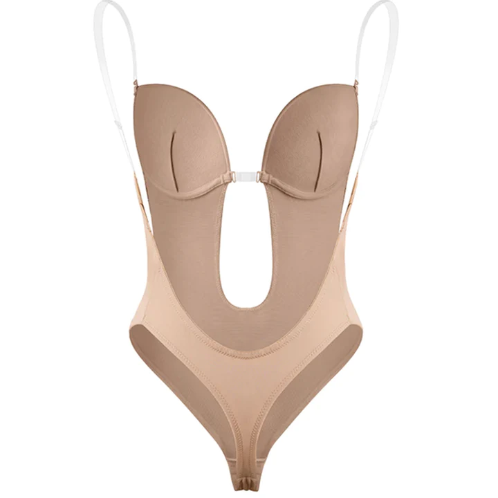 Nahtloser Body Shaper in Beige mit Bauchkorrektur, verstellbare Träger, formend, Damenwäsche.