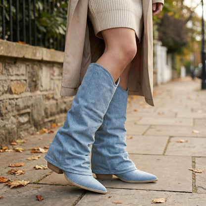 Kniehoher Stiefel Mit Gerafftem Schaft - Lynette
