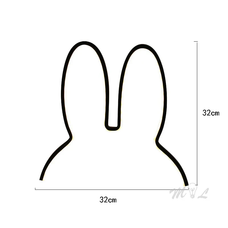 Nachtlampe Hase LED, USB, 32cm, Kinderzimmer, modernes Design, Geschenkidee, schwarz.