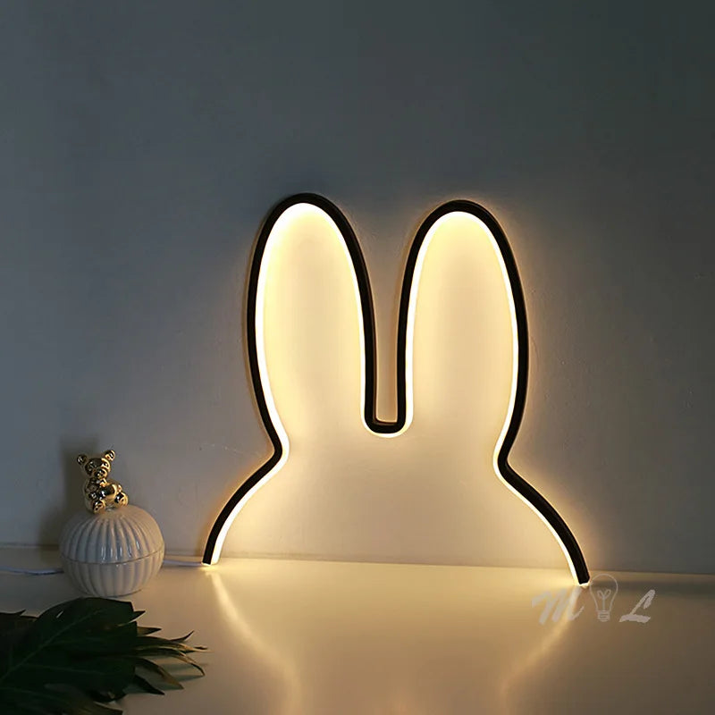 LED-Nachtlampe in Hasenform, warmweißes Licht, modernes Design, Kinderzimmer-Dekoration.