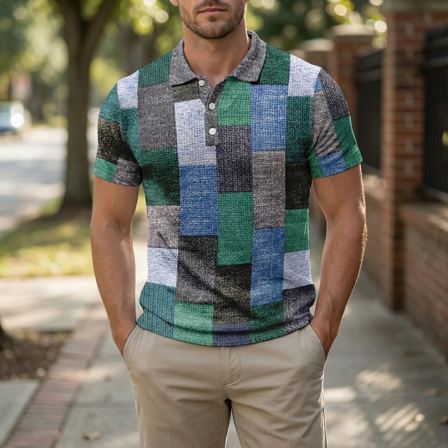 Kurzarm Poloshirt Mit Karomuster - Caspar