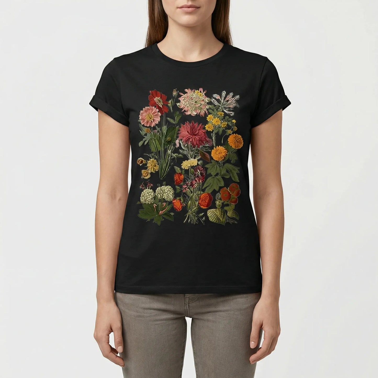 Kurzärmeliges Damen-T-Shirt Mit Blumenmotiv - Yolanda
