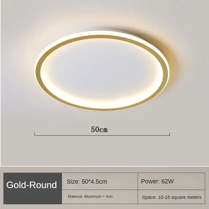 Runde LED-Deckenleuchte, gold, 50cm, 62W, Aluminium, für Wohnzimmer, Schlafzimmer, modern.