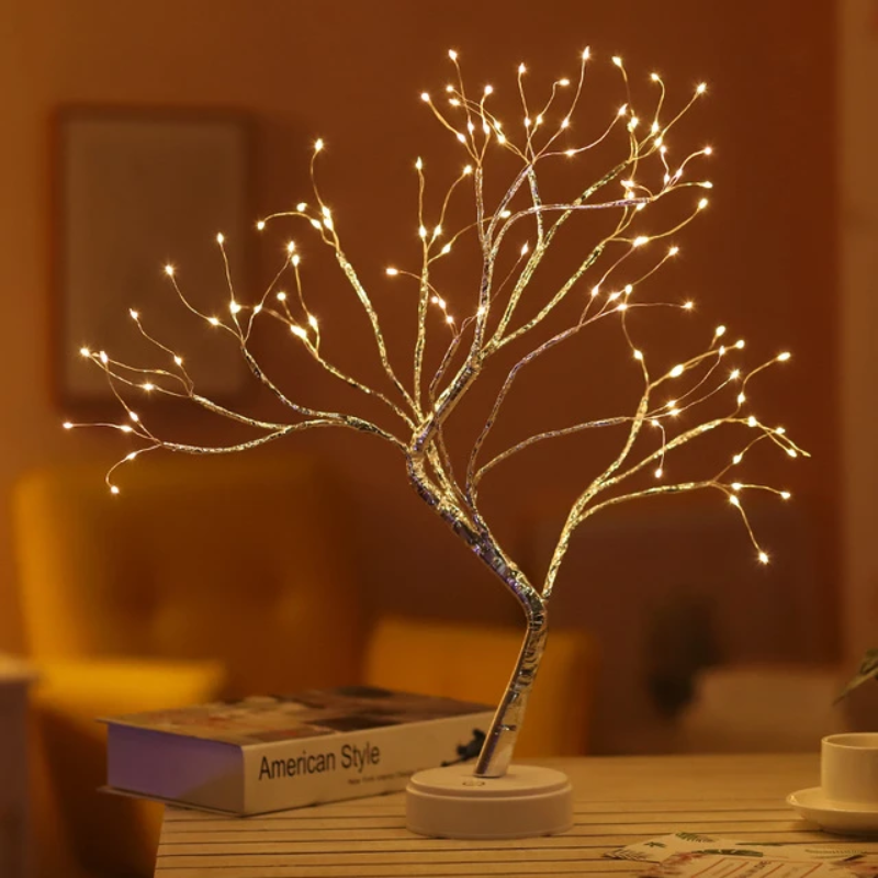 USB LED Baum Lampe, warmweiß, Tischdekoration, Nachtlicht, Weihnachtsdeko, Wohnzimmer.