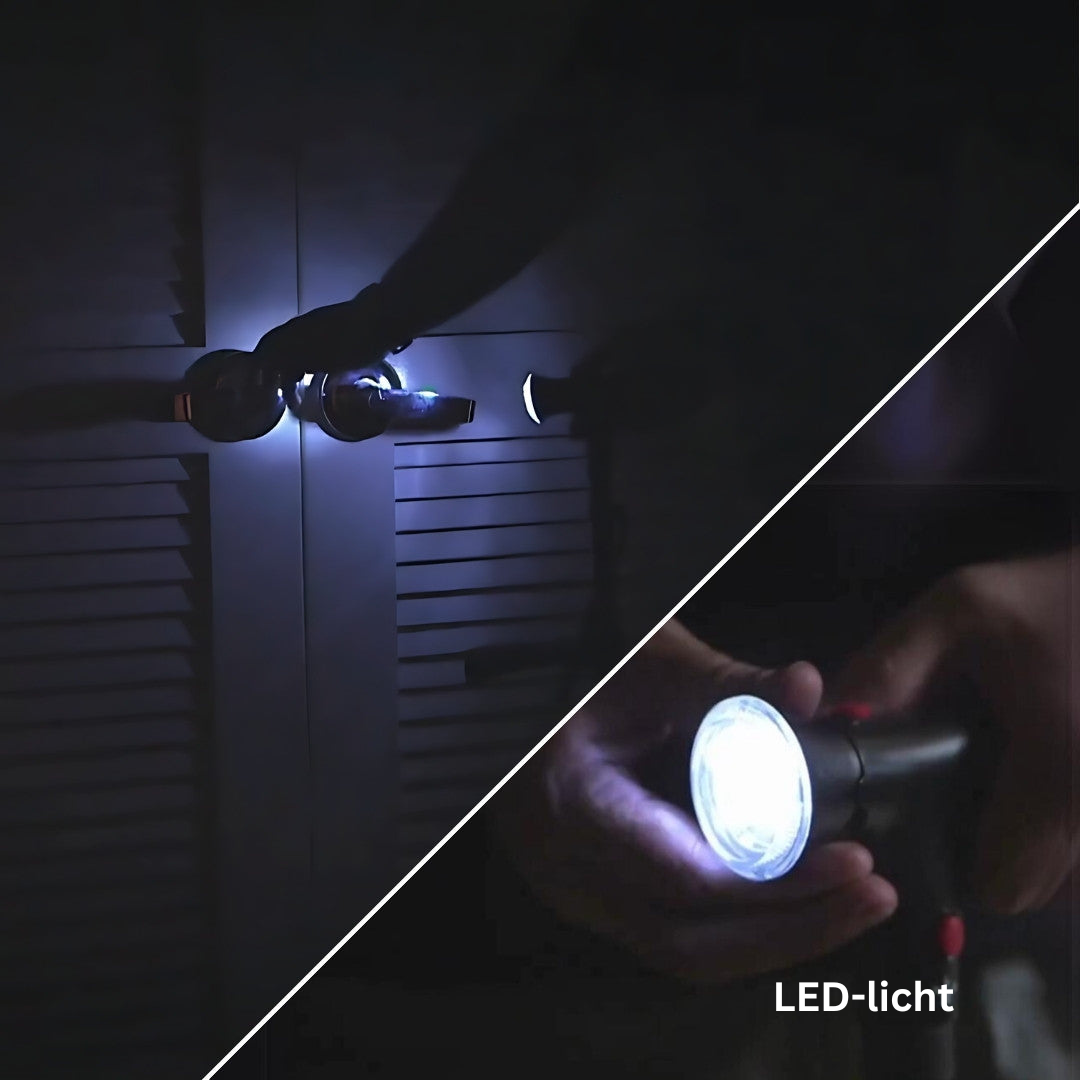 Taschenlampe mit LED-Licht, schwarz, für Notfälle, tragbar, batteriebetrieben.