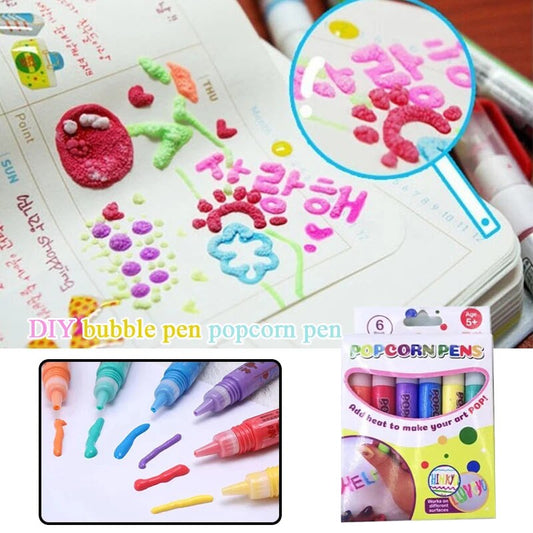 Bunte 3D-Popcorn-Stifte für Kinder, DIY-Karten, Puffy Paint, Kunsthandwerk, 6er-Set.