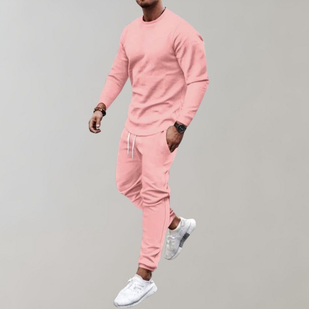 Männer Trainingsanzug rosa, Langarmshirt und Jogginghose, Sportbekleidung, bequem, modern.