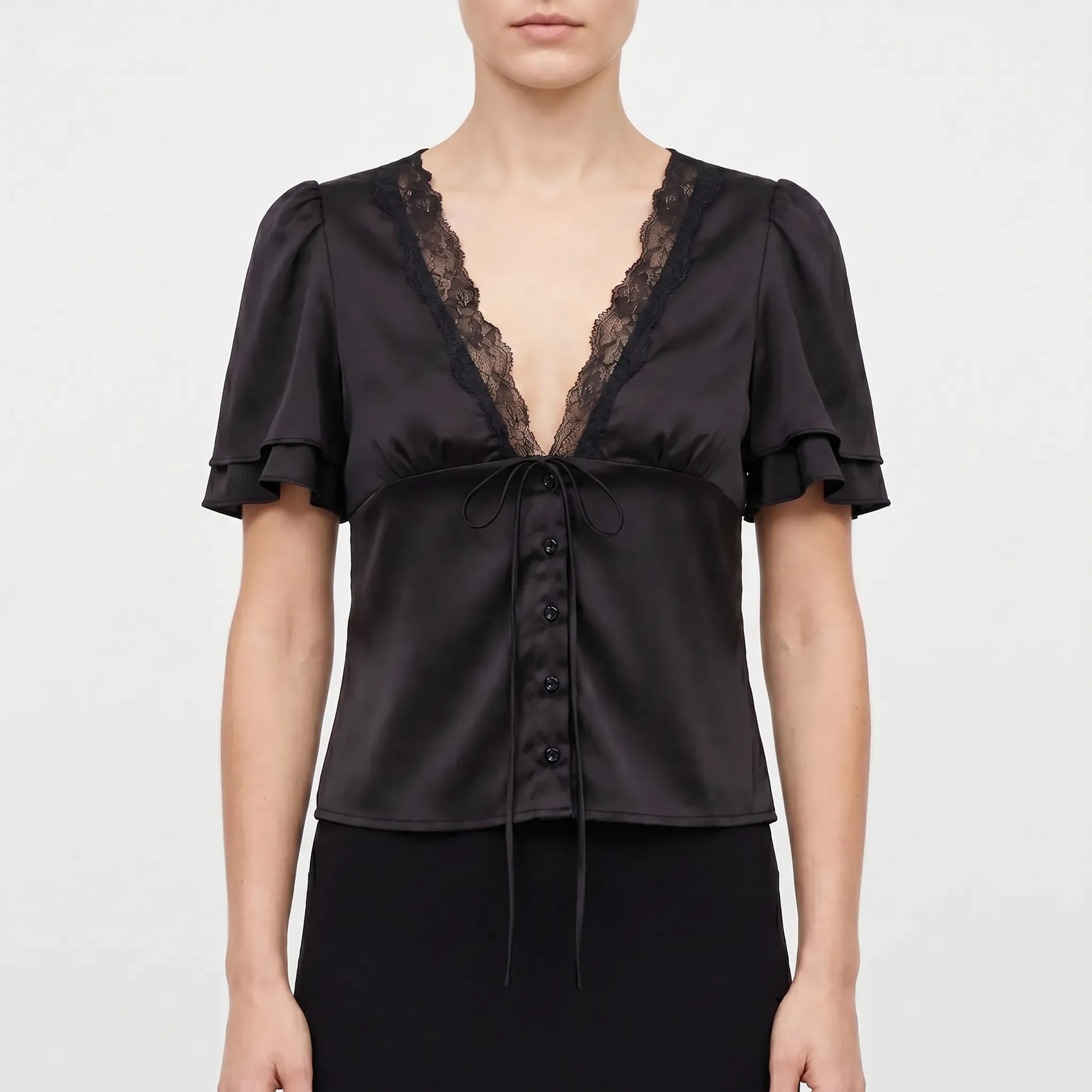 Lace Trim Blouse -  Beverly