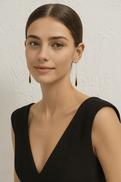 Långa fransar | Långa örhängen med svart frans för kvinnor