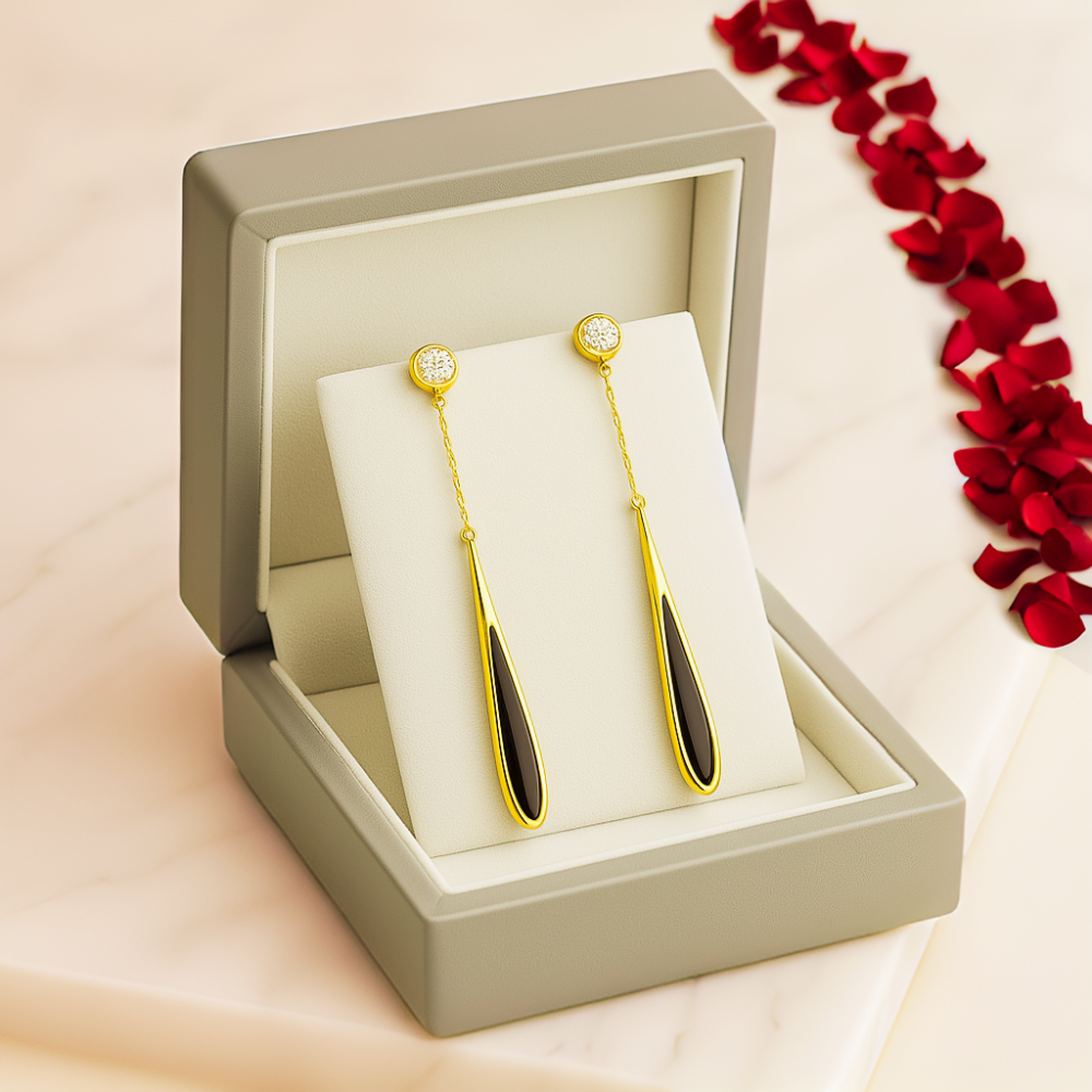 Långa fransar | Långa örhängen med svart frans för kvinnor