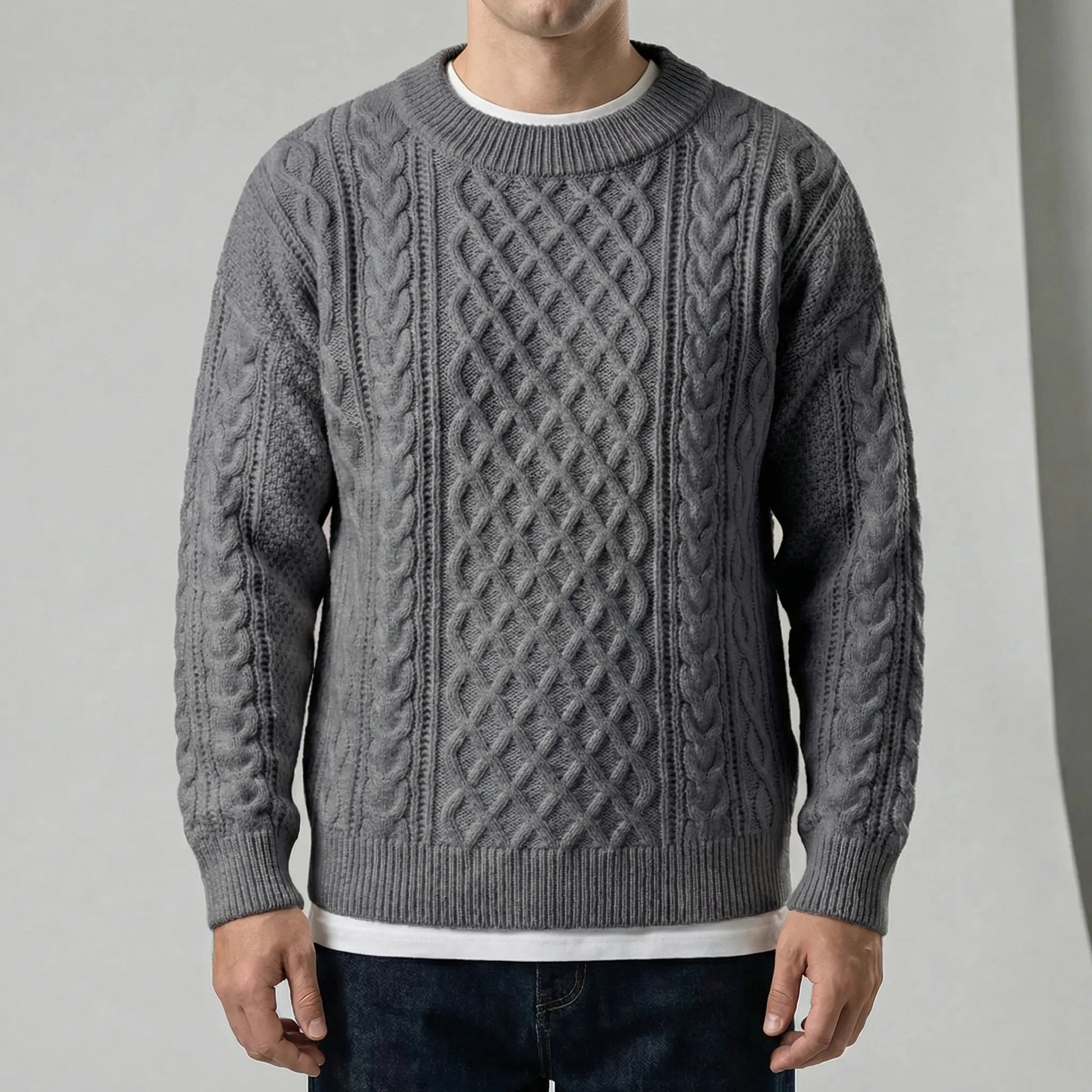 Langarm-Zopfmuster-Pullover - David