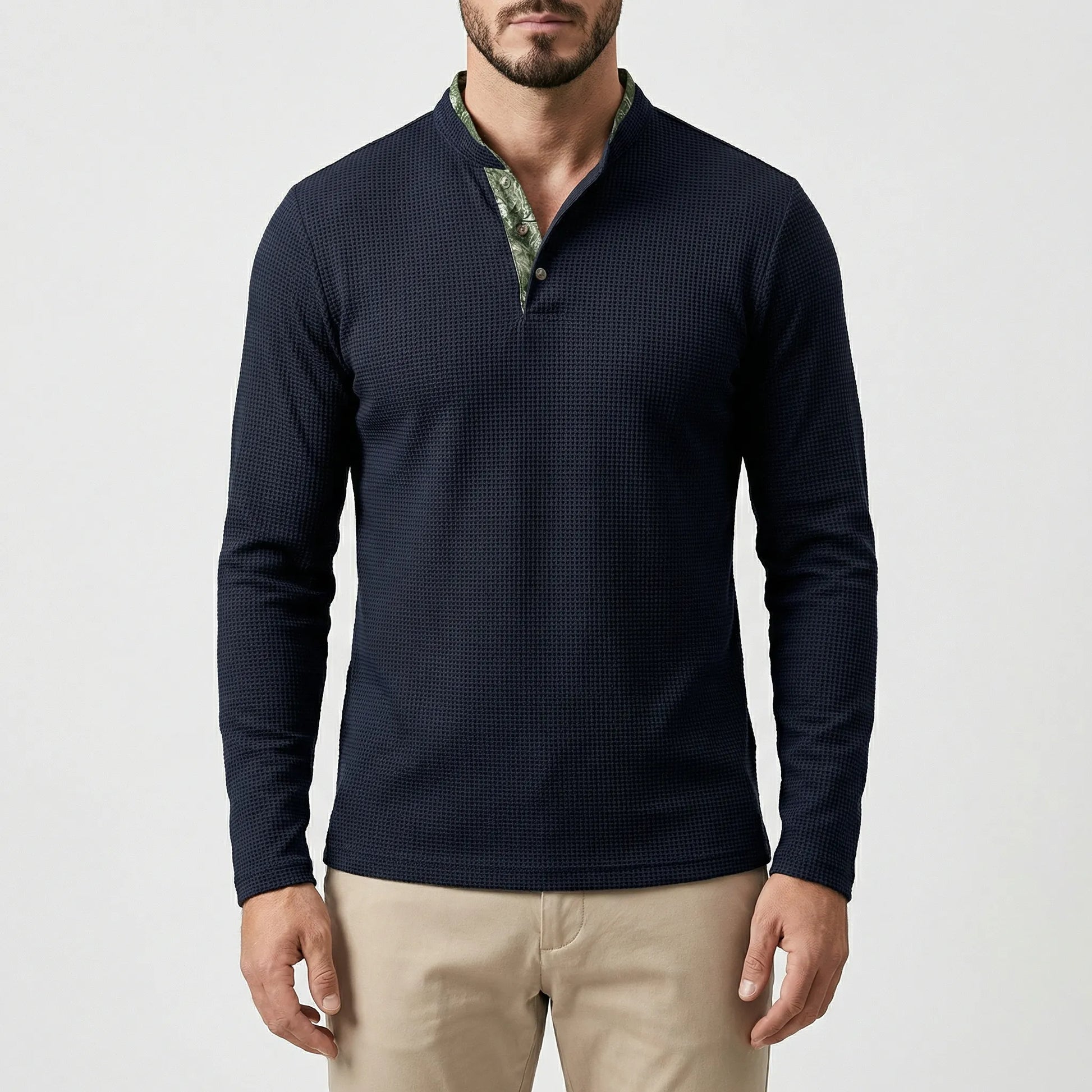 Langarm Poloshirt Mit Stehkragen - Kenan