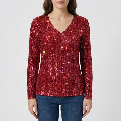 Langarm V Ausschnitt Bluse - Lana