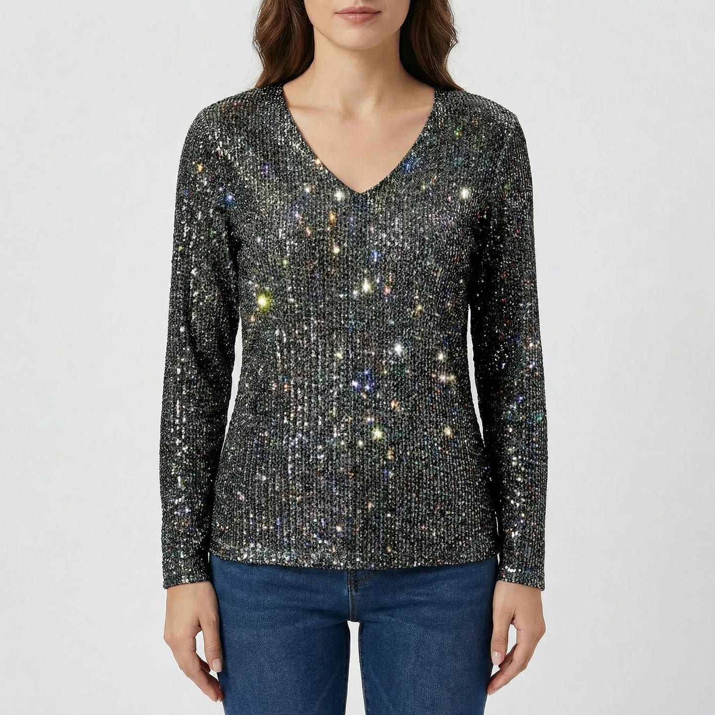 Langarm V Ausschnitt Bluse - Lana