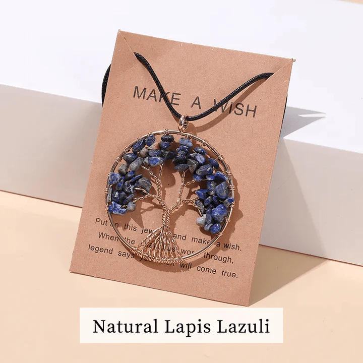 Natürlicher Lapis Lazuli Baum des Lebens Anhänger, blauer Edelstein, handgefertigter Schmuck.