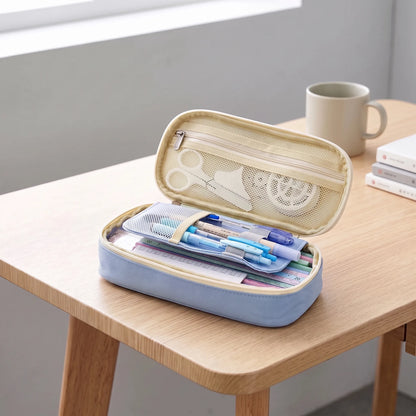 Large Capacity Double Layer Stationery Pouch - Deskari