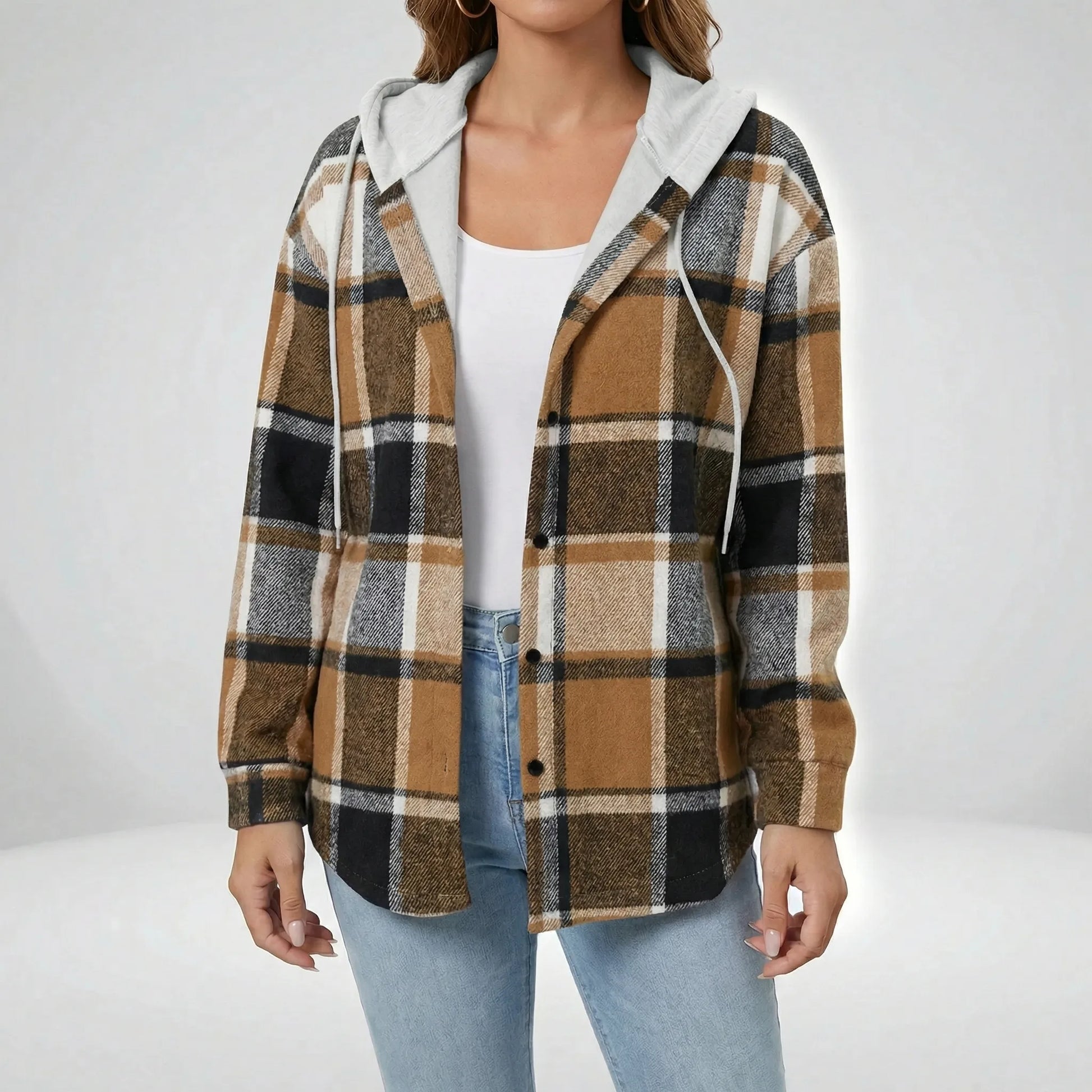 Lässige Hemdjacke Mit Kapuze - Felicia