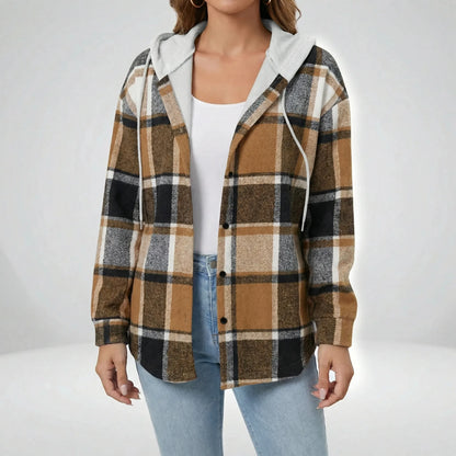 Lässige Hemdjacke Mit Kapuze - Felicia