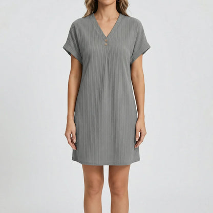 Lässiges Kurzarm-Sommerkleid Mit V-Ausschnitt - Ramona