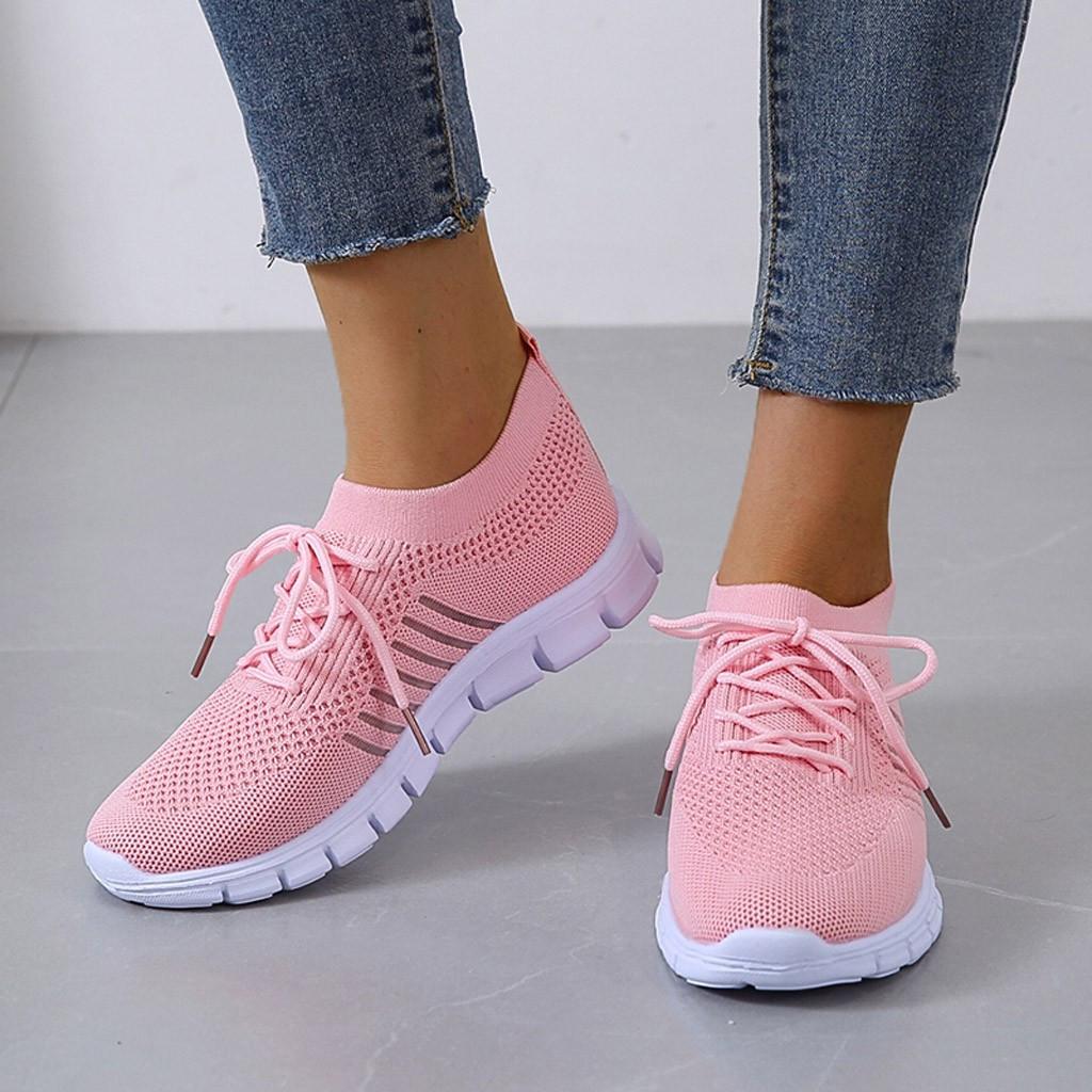 Damen rosa Sportschuhe, atmungsaktiv, rutschfeste Sohle, ideal für Fitness und Laufen.