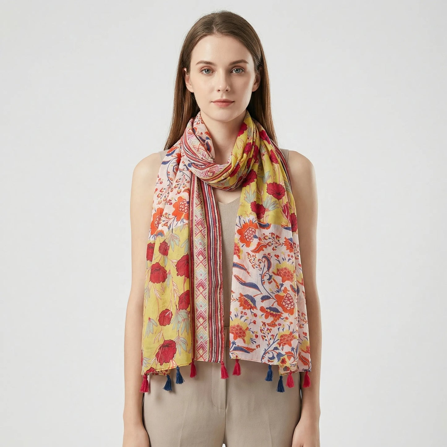 Lichte Damesdoek Met Kwastjesdetails - Janice