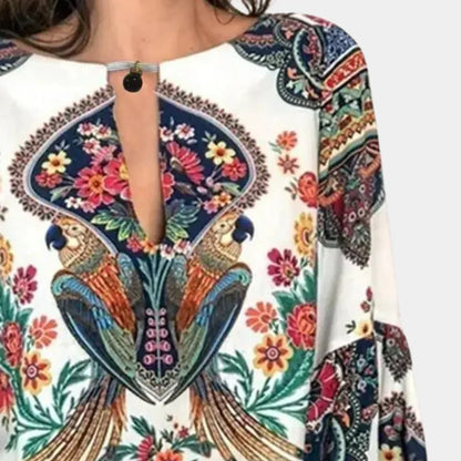 Höstlig damblus med blommönster – Isabelle