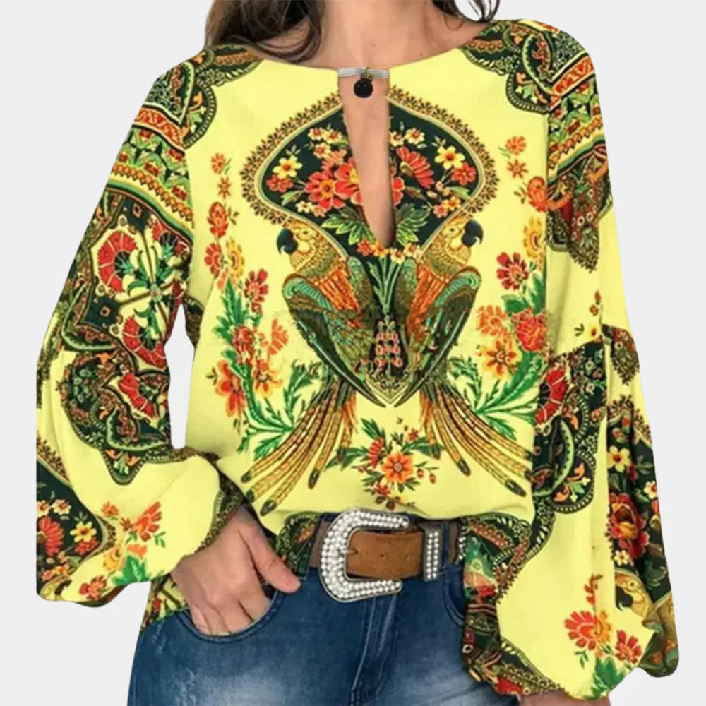Höstlig damblus med blommönster – Isabelle