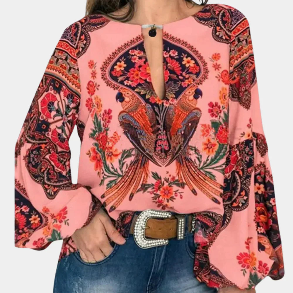 Höstlig damblus med blommönster – Isabelle