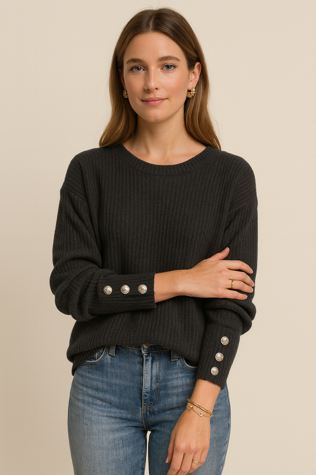 Locker Geschnittener Strickpullover - Charlotta