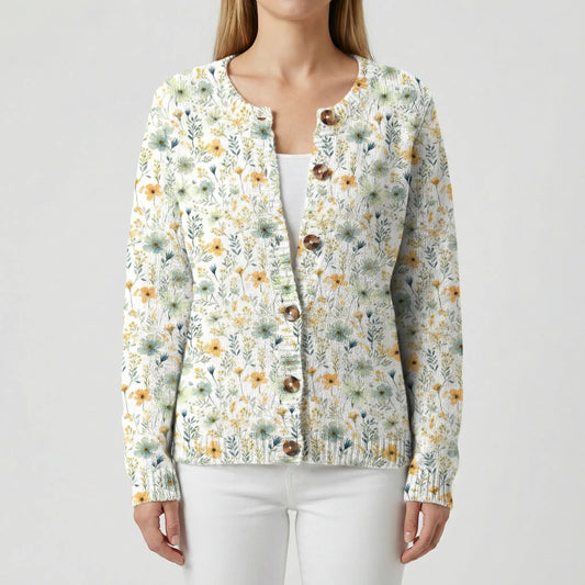 Locker Sitzende Floral Strickjacke - Dana