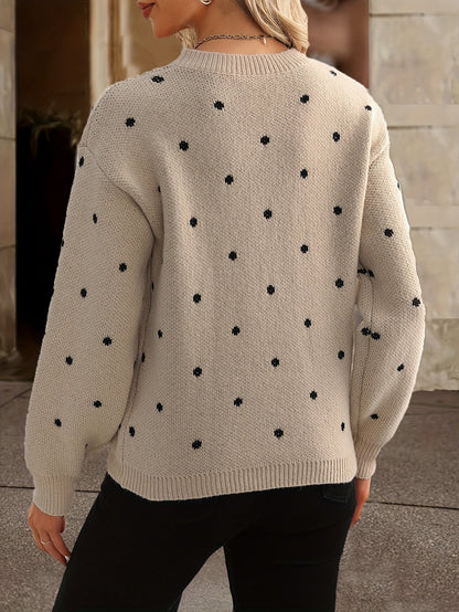 Locker Sitzender Pullover Mit Punktmuster - Sahra