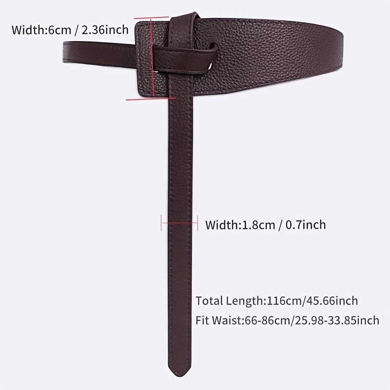 Brauner Ledergürtel mit Knoten, 116cm lang, 6cm breit, für Taille 66-86cm, modisches Accessoire.