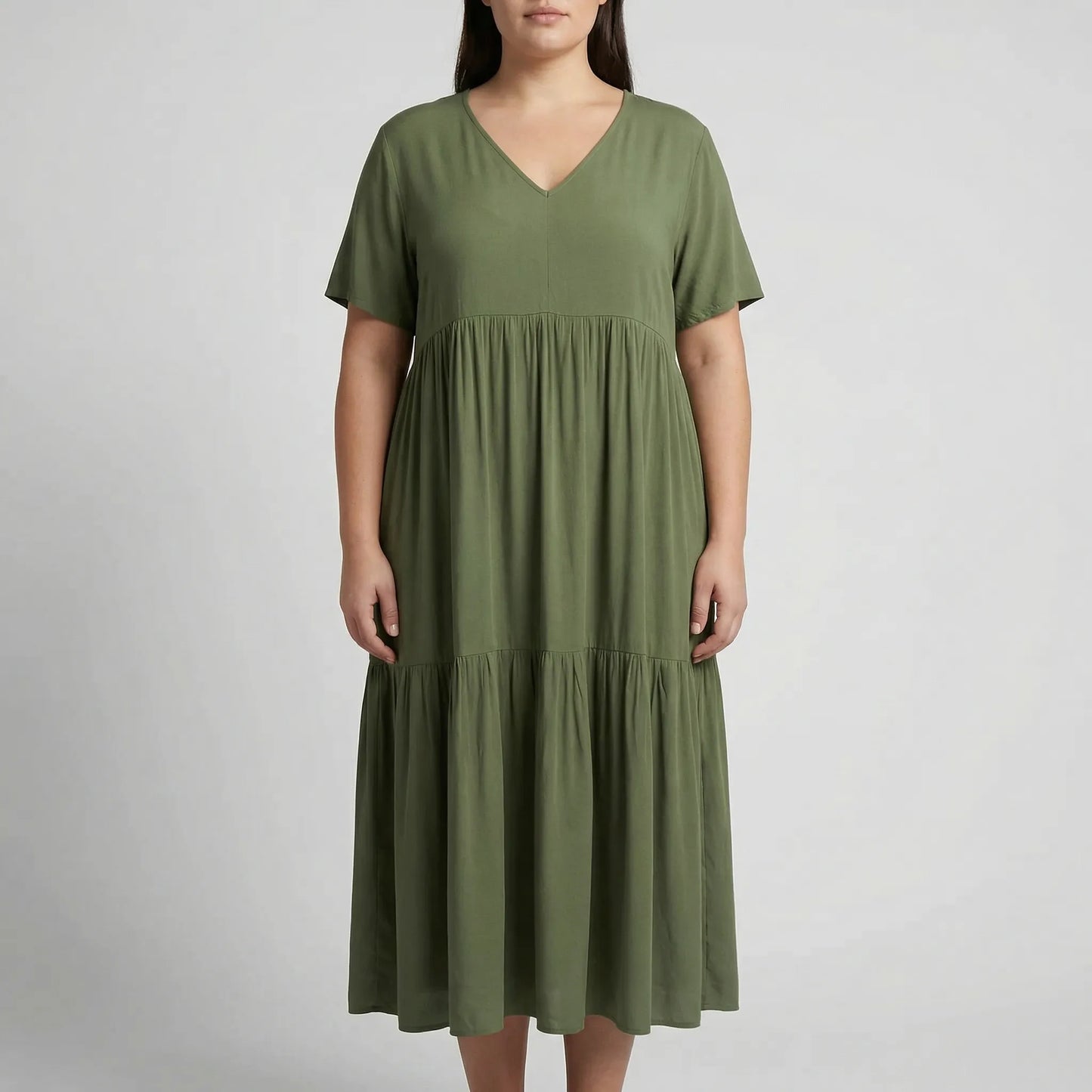 Loose V-Neck Long Dress - Blanca