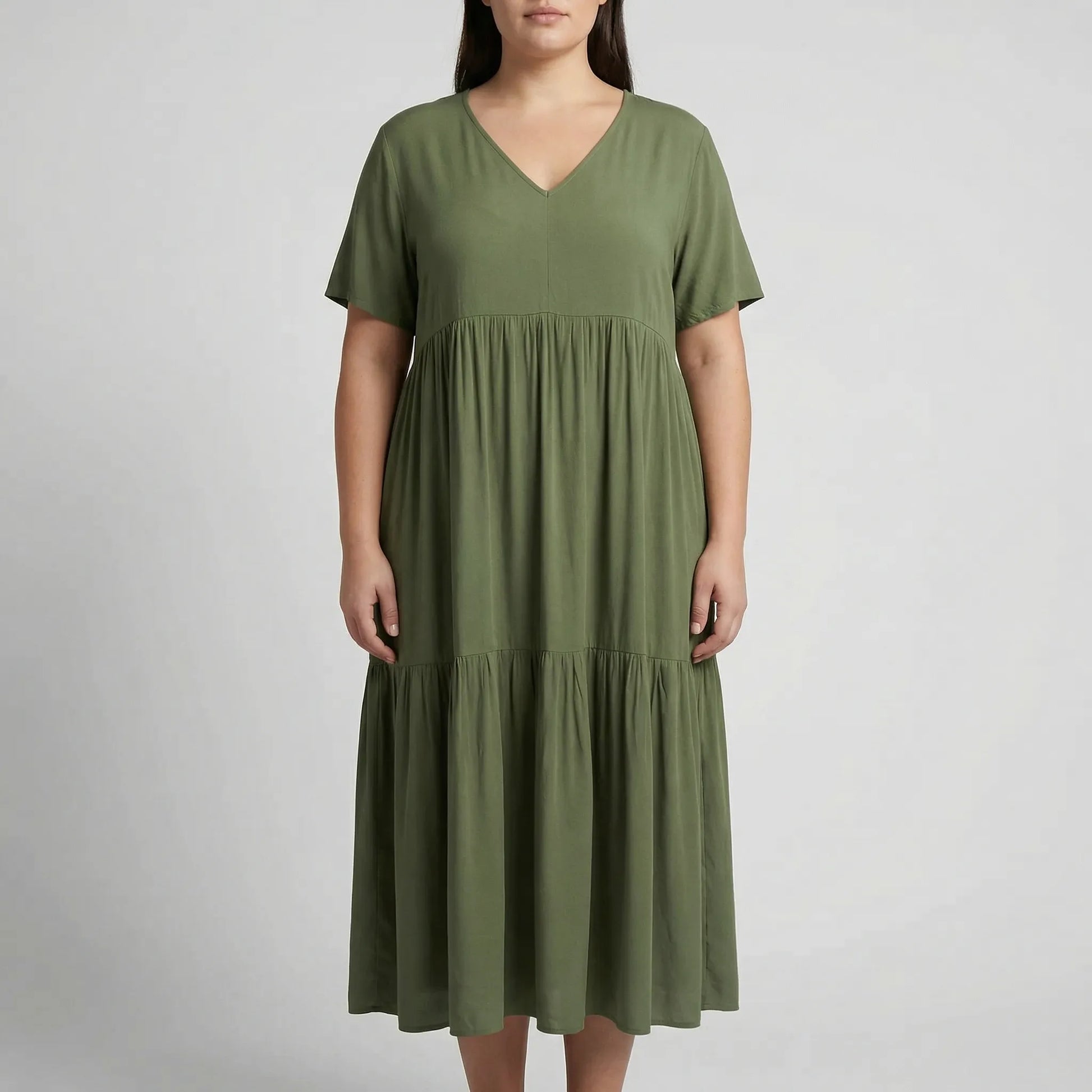 Loose V-Neck Long Dress - Blanca