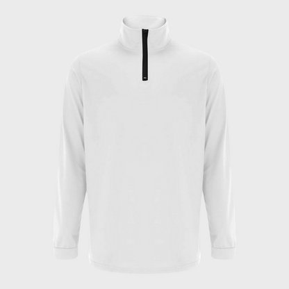 Weiße Herren-Fleecejacke mit Reißverschluss, langärmelig, warm, bequem, modisch.