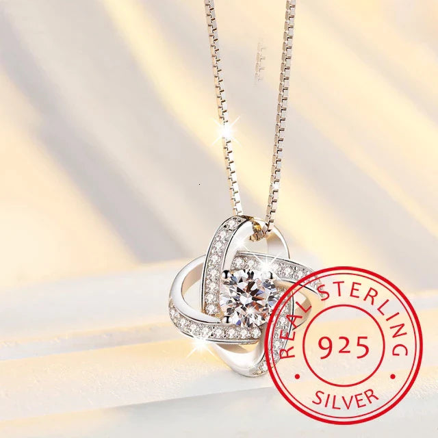 925 Sterling Silber Halskette mit Zirkonia-Anhänger, funkelnd, elegantes Schmuckdesign.