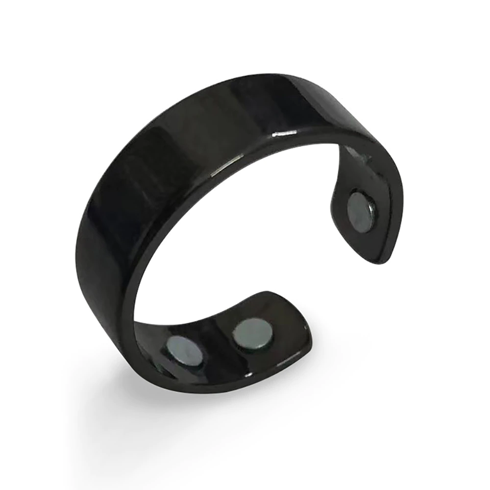 Schwarzer Magnetring aus Edelstahl, verstellbar, modisches Accessoire, Unisex-Schmuck.