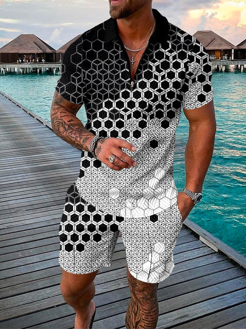 Tvådelat herrsommaroutfit med polo och shorts – Damon