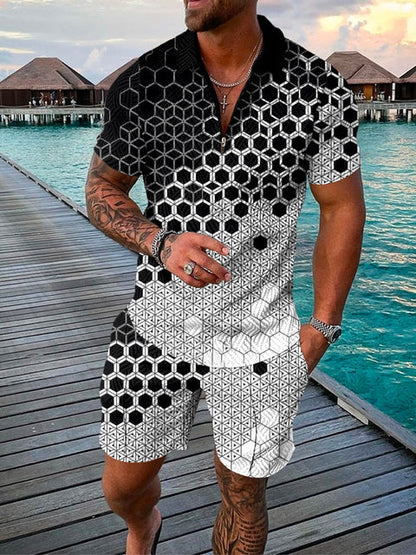Tvådelat herrsommaroutfit med polo och shorts – Damon