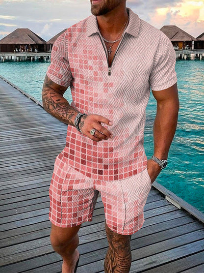 Tvådelat herrsommaroutfit med polo och shorts – Damon