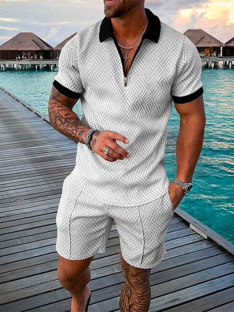 Tvådelat herrsommaroutfit med polo och shorts – Damon