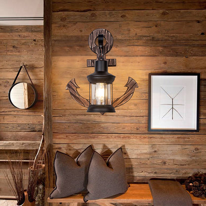 Holz-Anker LED-Lampe, maritimes Design, rustikales Dekor, Wohnzimmer, Wandbeleuchtung