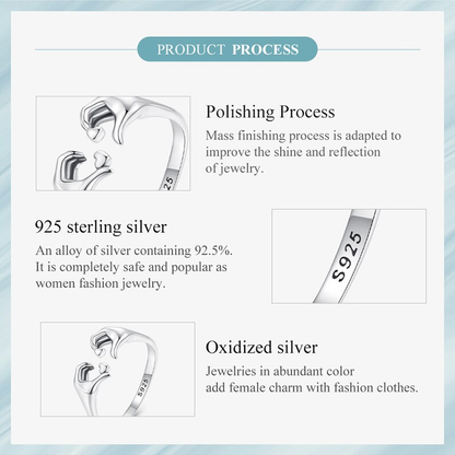 Silberring S925, poliert, oxidiert, Damenmode-Schmuck, 925 Sterling Silber, glänzend.