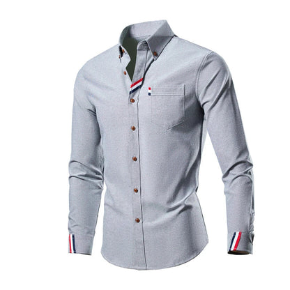 Herrenhemd weiß, langarm, Kontraststreifen, koreanische Mode, Business, Designer-Chemise.