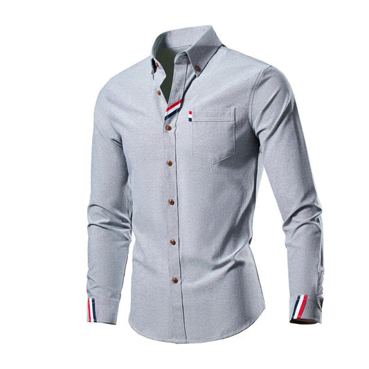 Herrenhemd weiß, langarm, Kontraststreifen, koreanische Mode, Business, Designer-Chemise.